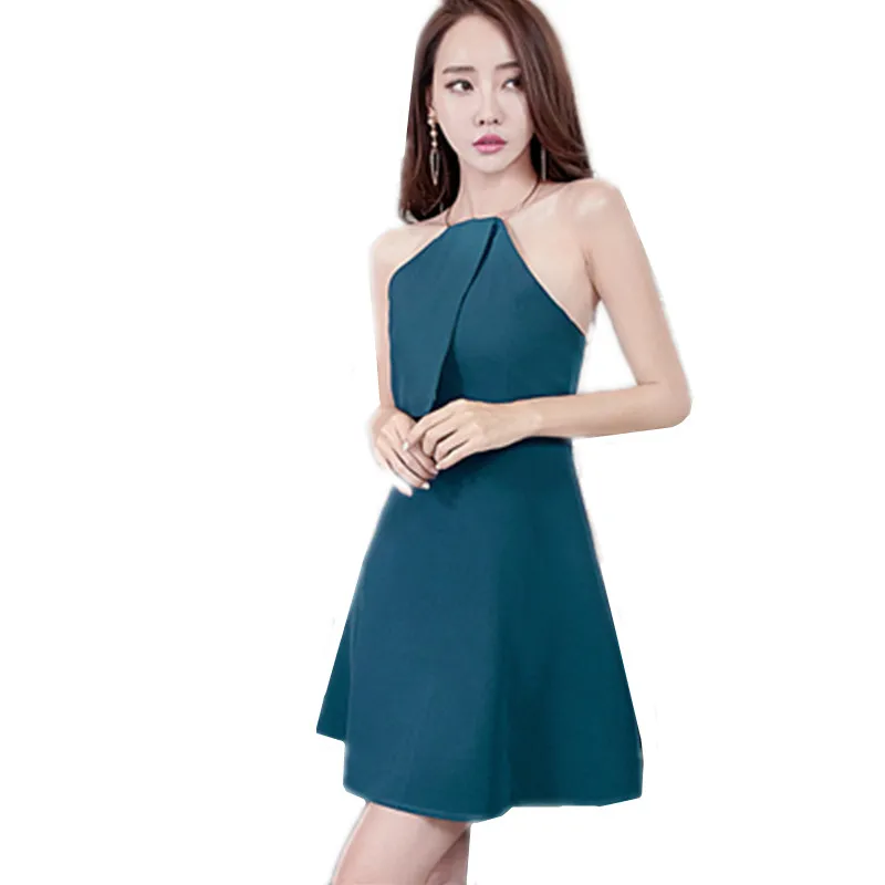 

B2416 new style summer 2019 women's pure color fashion temperament sexy slim sleeveless dress cheap wholesale
