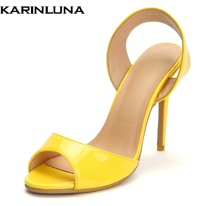 

karinluna Brand design 2019 Large Size 34-47 slip on Women's Shoes sexy thin high heels party lady shoes woman sandals