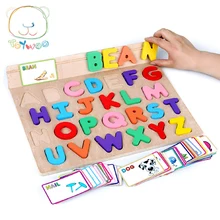 ABC алфавит карты изучение английского детей деревянный колышек Паззлы раннее образование Игрушечные лошадки Просвещения Логические игрушки