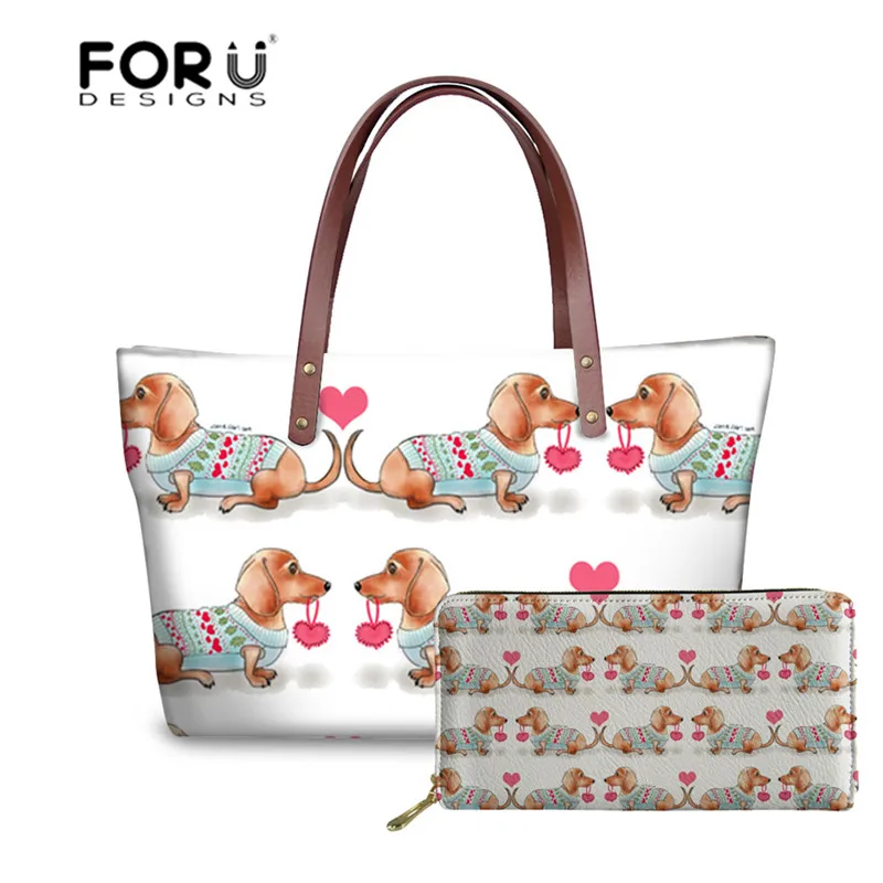 Сумки FORUDESIGNS Doxie Dog Dachshund роскошные женские сумки Дизайнерские повседневные тоут
