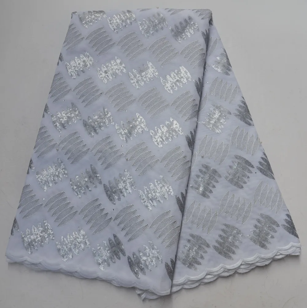 

Gorgeous Organza Laces Fabric With Sequin Lace High Quality Nigerian Wedding Lace Fabric 5Yards