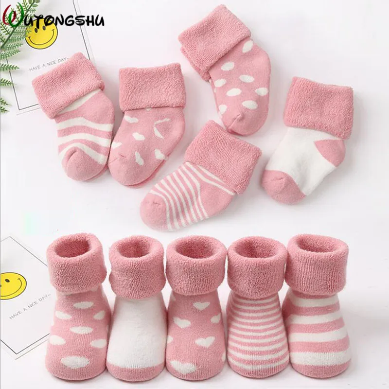 5 pairs /3 Pairs Baby Socks Warm Infant Socks Newborns Socks Birthday Gift for Boy Girl 0-24 Months Winter Socks Baby