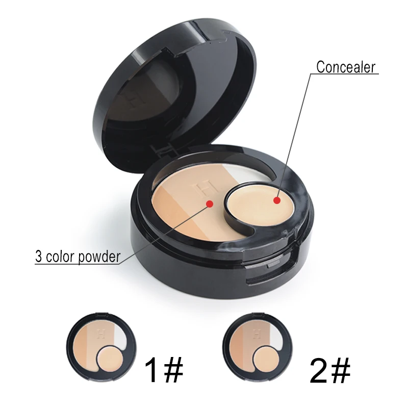 HENLICS Full Effect Foundation Makeup Powder Waterproof Whitening Shimmer And Matte 3 Colors Pressed Powder Make up Palette (2)