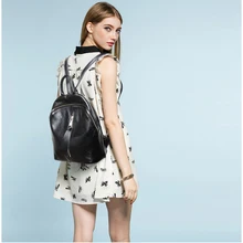 2016 Mochila de cuero genuino de la Marca Famosa Mujeres Sólidas de la vendimia Mochilas escolares para Las Niñas Head capa de piel de vaca bolsas de Hombro