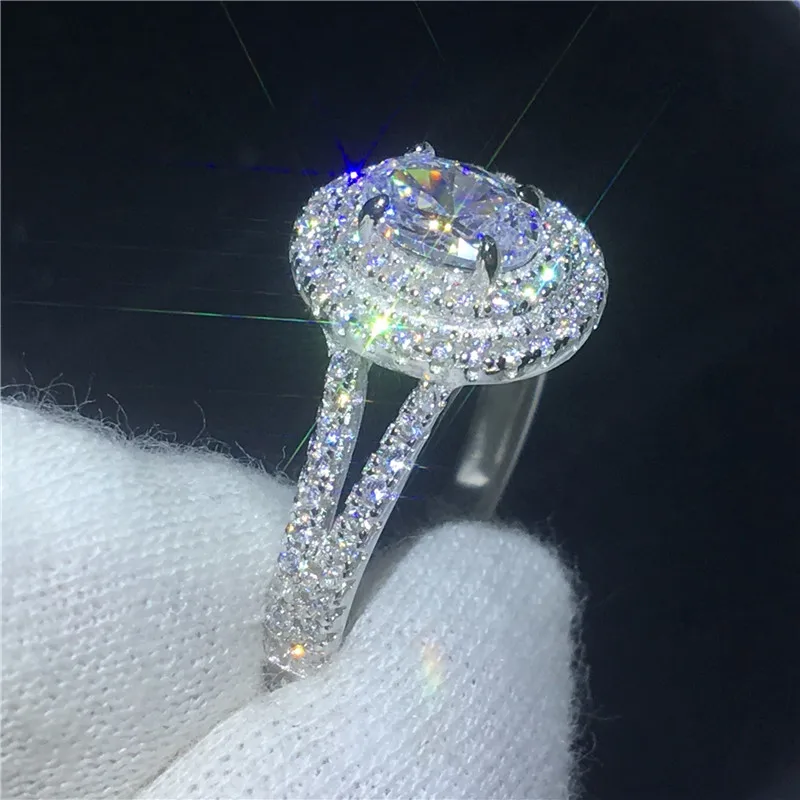 Роскошное овальное однотонное 925 пробы Серебряное кольцо 1ct Sona 5A циркон камень cz обручальное кольцо для женщин и мужчин ювелирные изделия