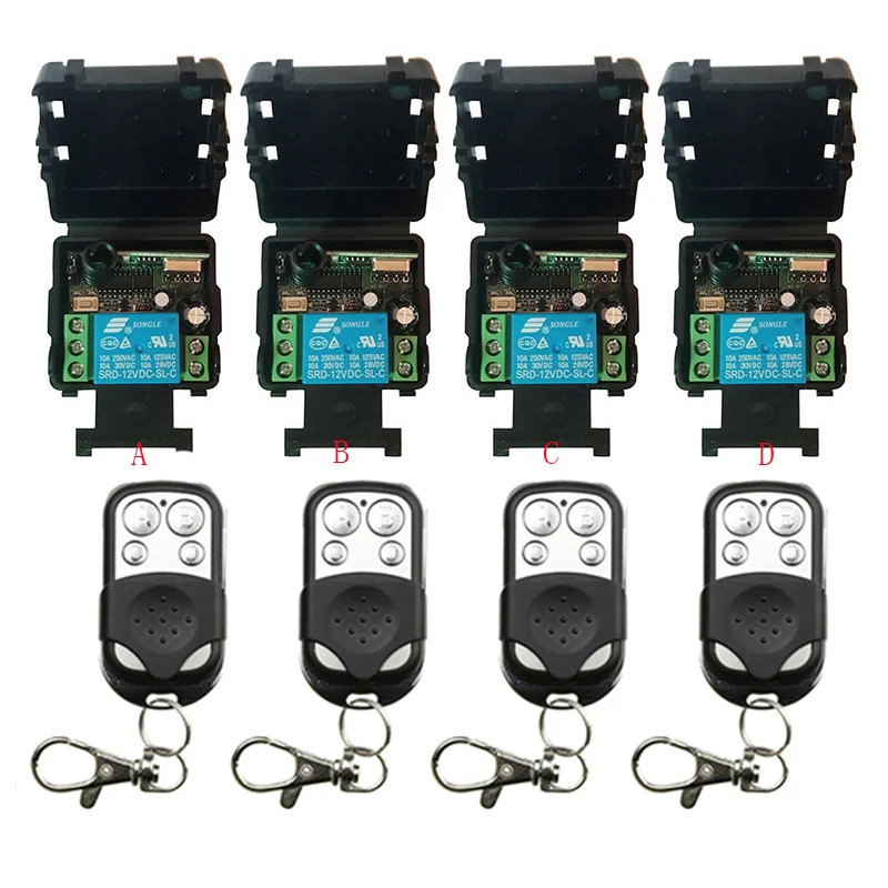 

Universal Wireless Remote Control Switch DC12V 24V 1CH 10A relay Receiver Module RF Transmitter Remote Controls 315/433 MHz