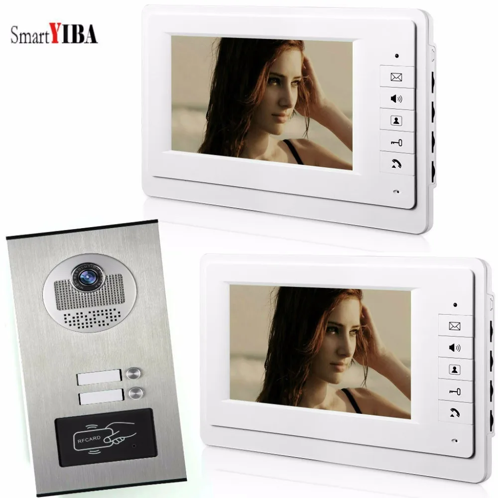 Smartyiba 7 ''RFID 2 единицы квартир дома, домофон ЖК-дисплей Цвет Экран для дома/без каблука+ IR Ночное видение Камера