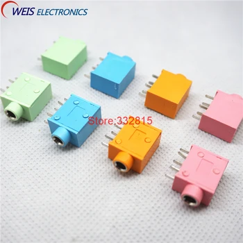 

20PCS PJ-215 PJ-325 3.5MM Headphone jack socket female connector for Audio video 5PIN RED BLACK BLUE YELLOW GREEN Free shipping