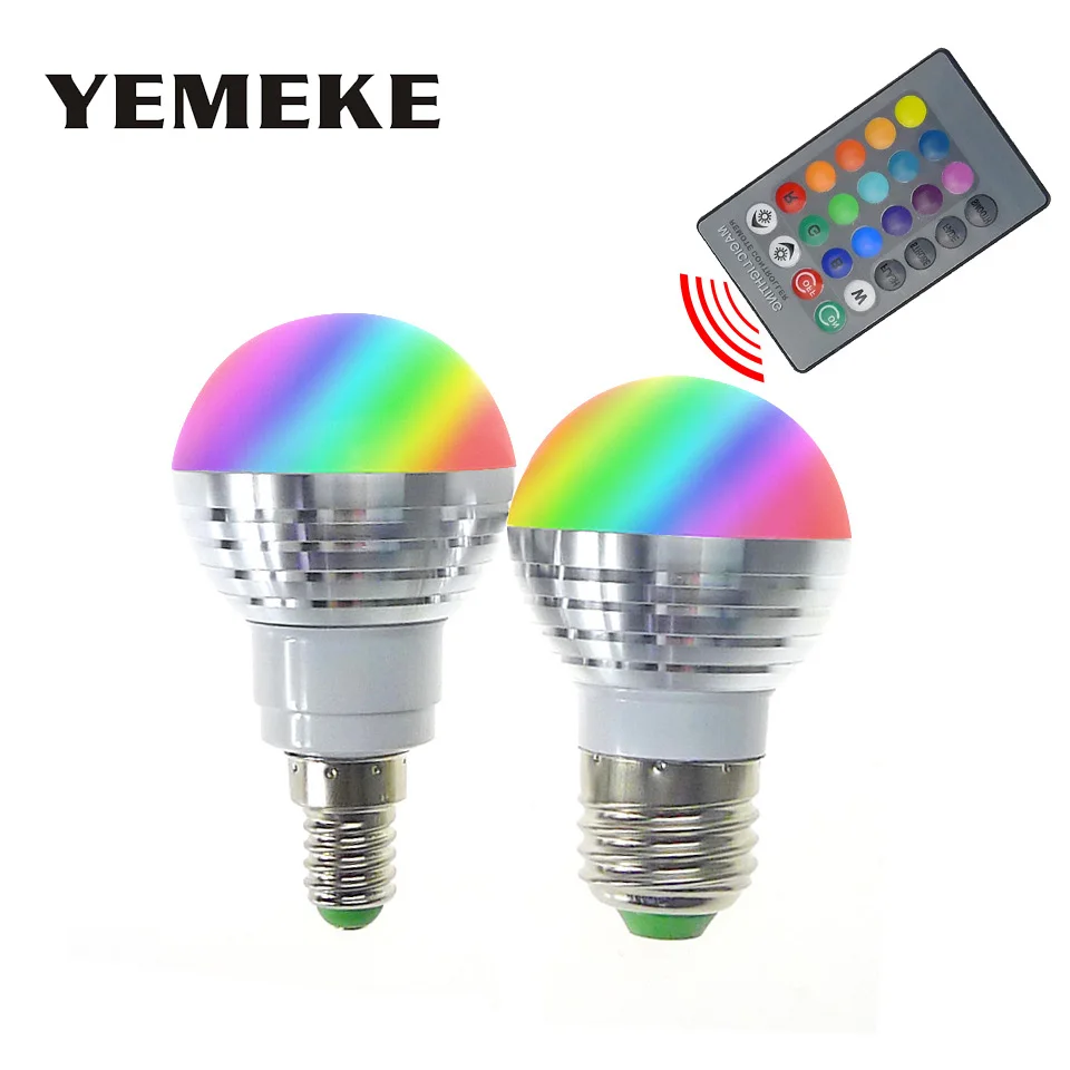 

AC85V-265V Colorful Changeable LED RGB Lamp E27 E14 ampoule LED Spotlight Bulb 3W Christmas Decor light lamp+Remote Controller
