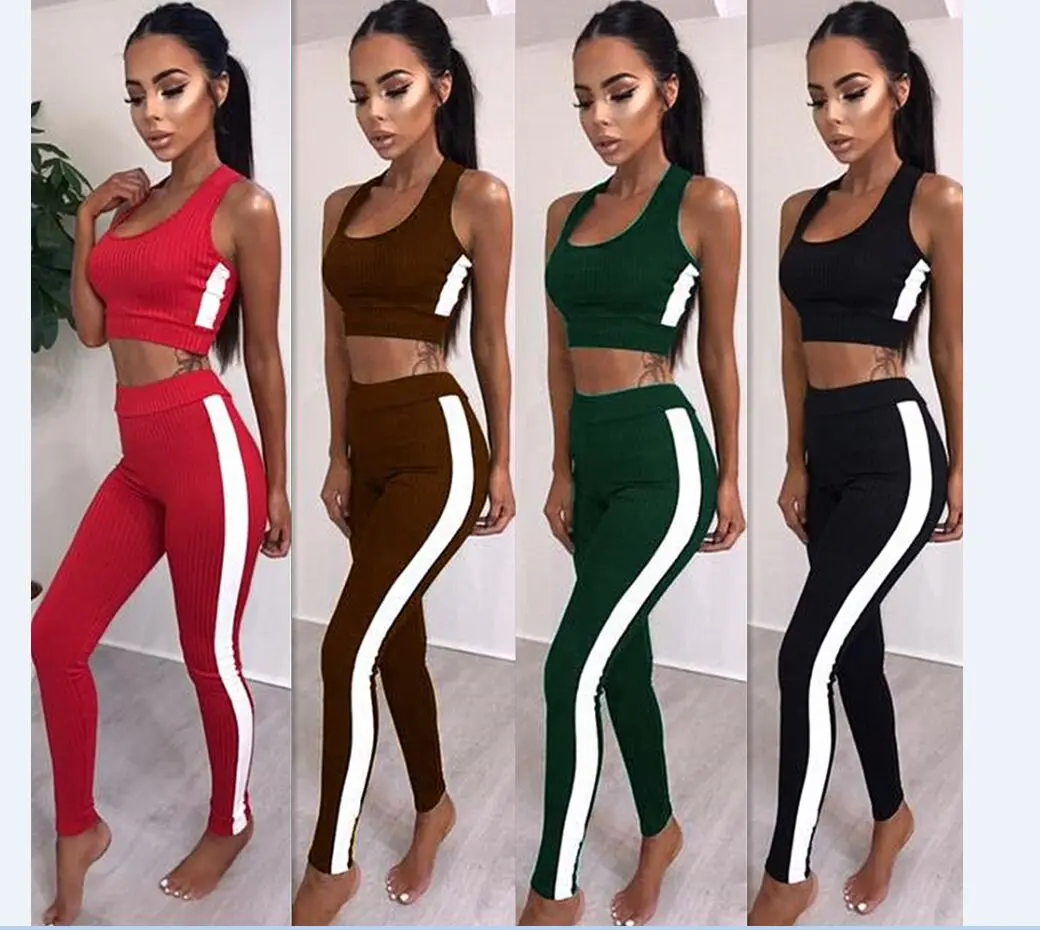 Women's  Striped  Jumpsuit Active Wear Fitness Stretch Pants Fashion Women's  Clothes
