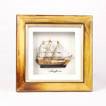 

Retro Nostalgic 20*20 Stereo Frameless Painting Wooden Crafts Wall Painting Murals Sailing Boat Pattern Paintings Hanging Decor