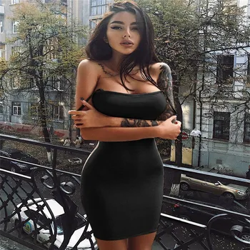 

Womens Bandage High Waist Sleeveless Evening Party Club Casual Solid Color Sling Short Mini Dress S M L XL