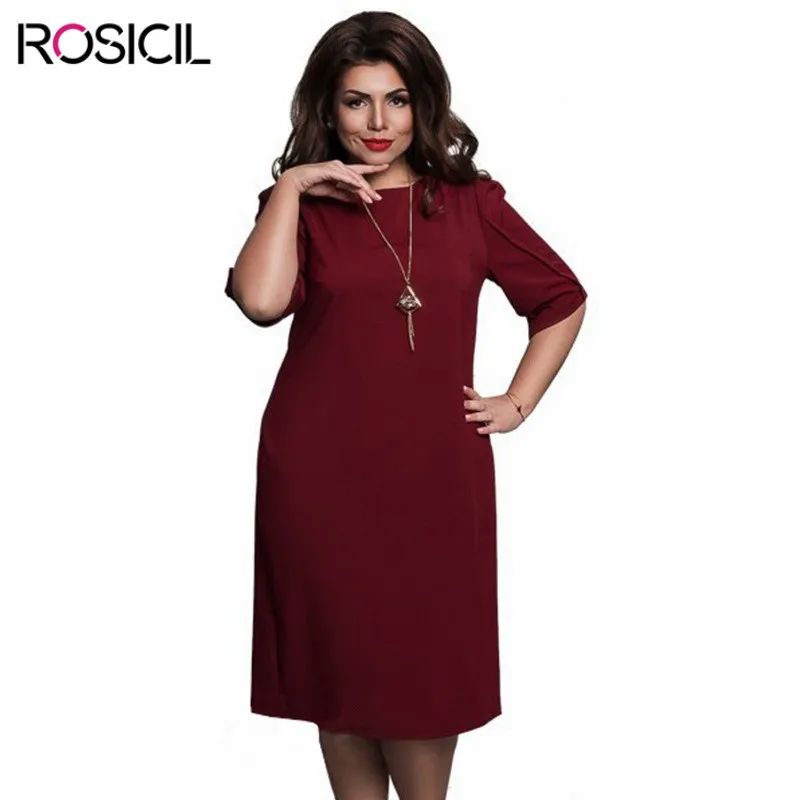 

ROSICIL Brand Plus Size Women Elegant Office Dresses Casual 5XL Big Size Bodycon Dress Red Blue 6XL Large Size Women Party Dress