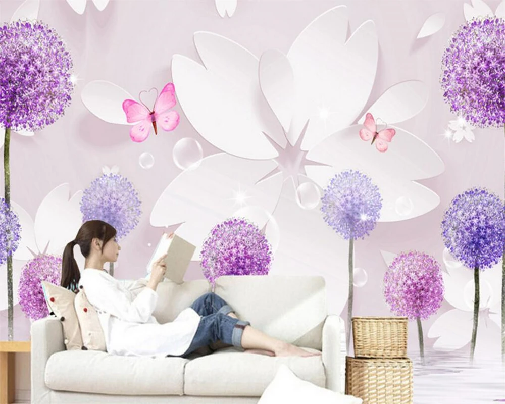 

Beibehang Custom Wall mural Modern mural Wallpapers 3d Living Room TV Background Dandelion Photo Wallpaper papel de parede