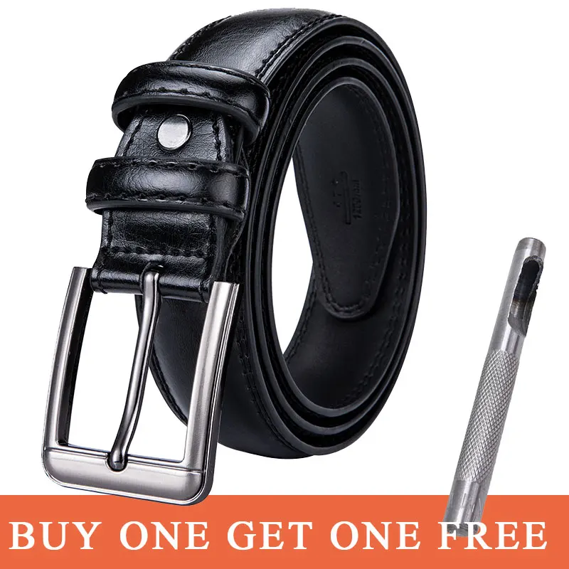 

Hi-Tie Belt Fashion Men's Pin Buckle Black Leather Vintage Casual Jeans Leather Belt Strap Slim Belts cinturones hombre ZA-1004