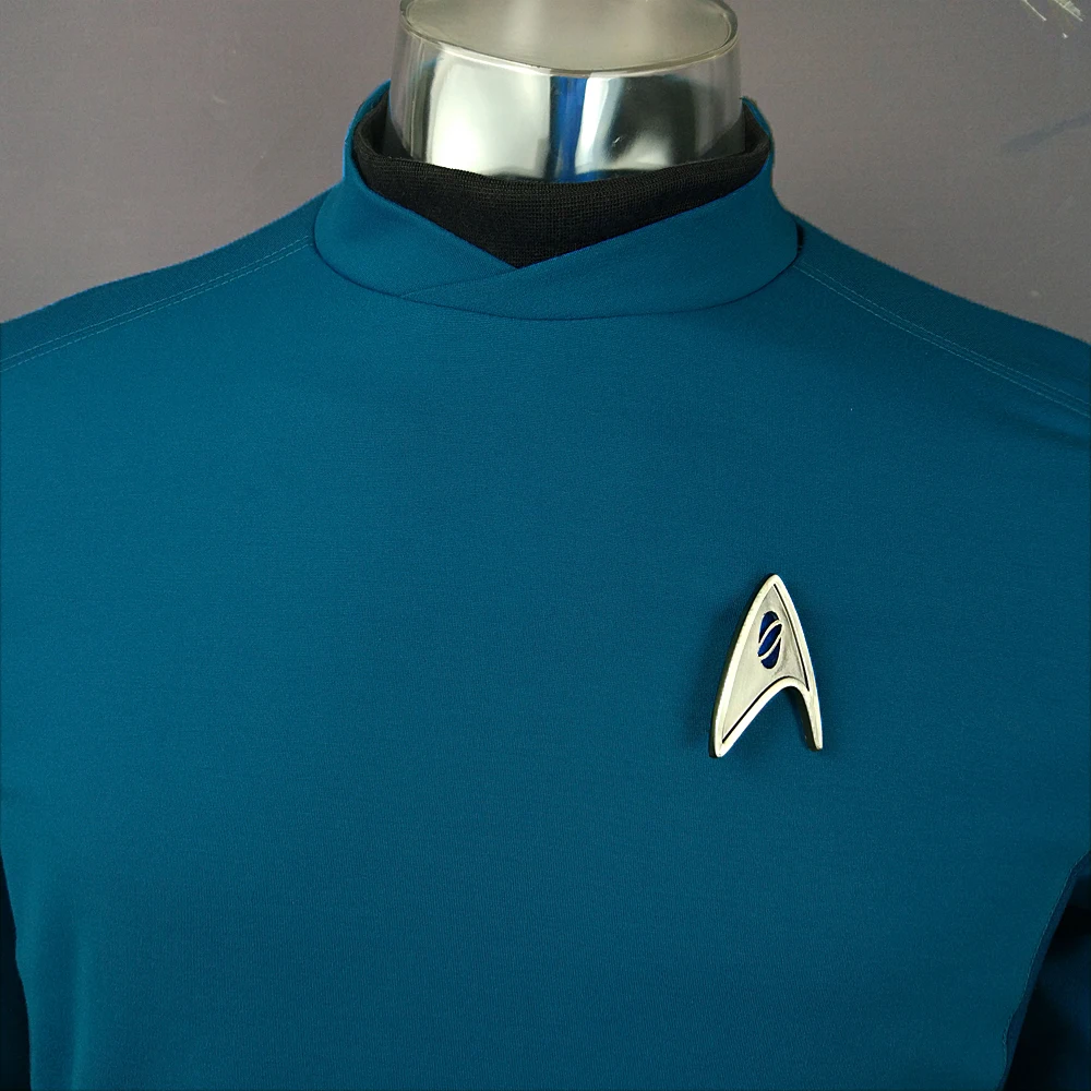 Startreks Beyond Sulu Cospaly Костюм ST Blue униформа для взрослых мужчин Хэллоуин Косплей Костюм Бесплатный значок