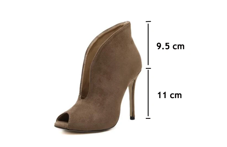 Women's Boots' Office Lady Spring Slip-on Brown Ankle Boots For Women Super High Heels Lady Ankle Boots Open Toe Autumn Winter   (5)