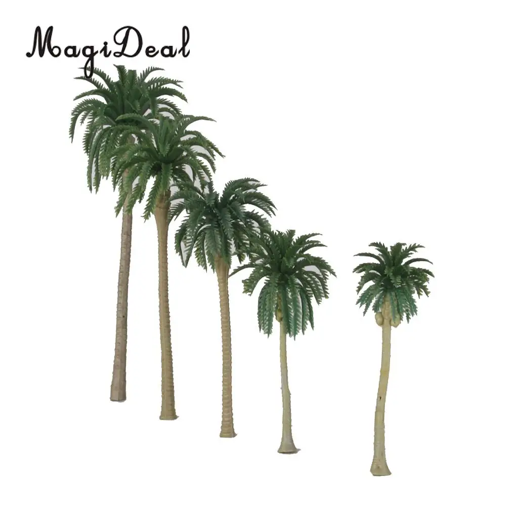 10Pcs 1:75 Scale Plastic Model Trees Artificial Coconut Palm Trees Rainforest Forest Beach Seaside Scenery  Layout