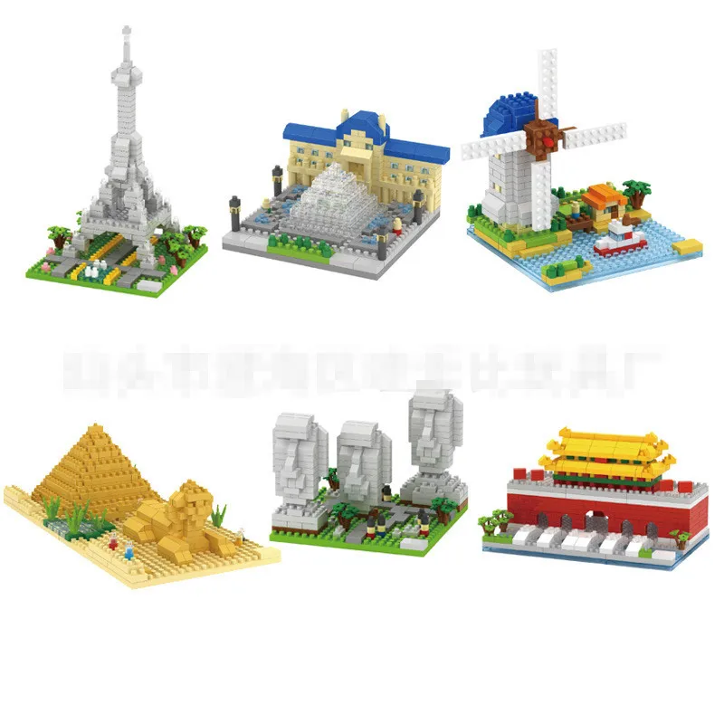 

GEM Mini Blocks World Famous Building castle DIY Building Bricks Easter Island Micro Blocks Kids Educational toys Boys Gifts 816