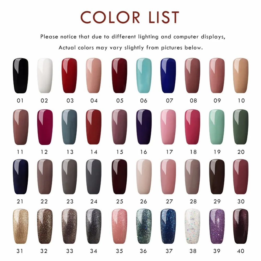 Nuevo envío gratis diseño de decoración de uñas manicura COSCELIA 40 colores 8 Ml remojo de esmalte Gel esmalte UV Gel esmalte uñas barniz