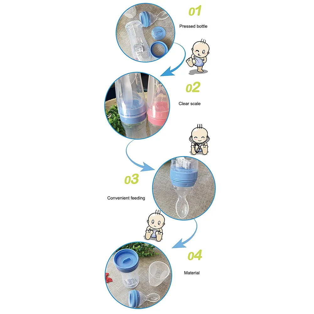 120ml Newborn Baby Bottle Leak-proof Food Dispensing Spoon Juice Cereal Feeding Bottle Spoon Food Supplement Rice Cereal Bottles