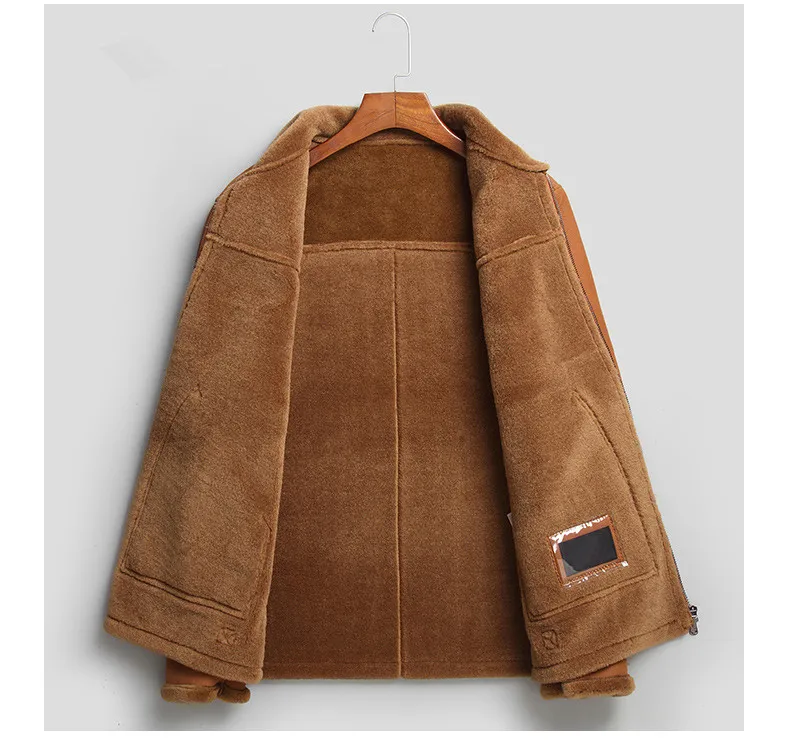 AYUNSUE мужская куртка из натуральной кожи Зимний натуральный мех овчина пальто для мужчин винтажные шерстяные пальто jexxi Высокое качество xxxl KJ834