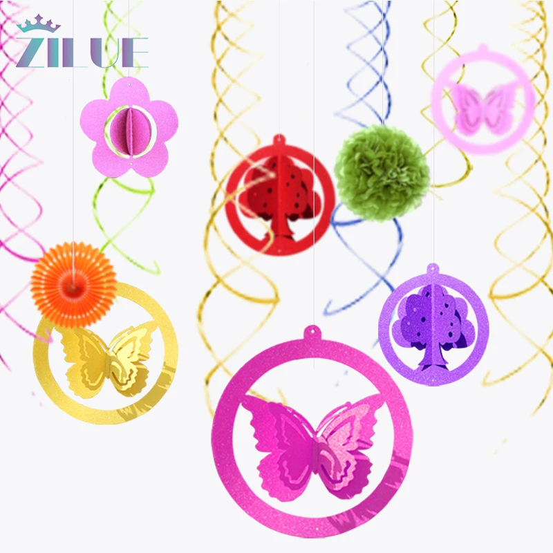 Zilue 2 шт./компл. 3D блестящие бумажные гирлянды в виде бабочек дерево для дня