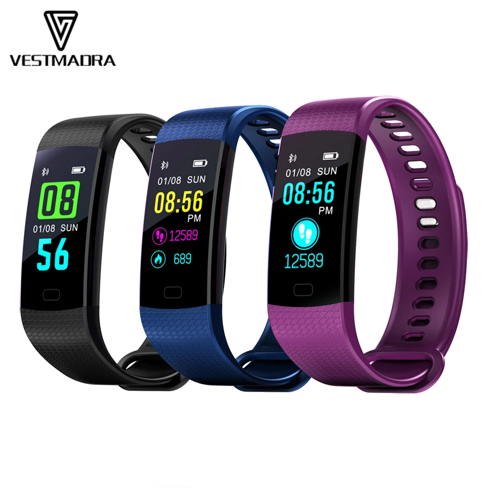 

VESTMADRA Colorful Screen Smart Wristband Heart Rate Monitor Blood Pressure Waterproof Fitness Bracelet Passometer Push Messages