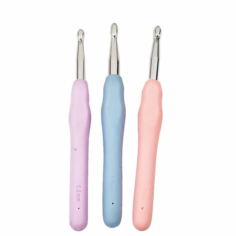 

Mix Sizes 6.5/7.0/8.0mm 3Pcs Crochet Hook Soft Handle Crochet Needles Weave Craft Yarn Sewing Tools Knitting Hooks Needles