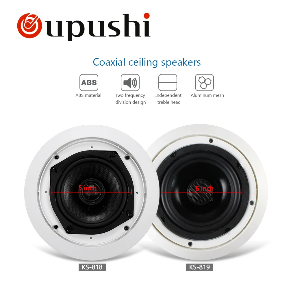 Best Oupushi Home Theater System 250W AV Karaoke Amplifier 8 Ohm Digital Stereo Echo Ceiling Speaker 30W Coaxial Wall Speaker 1
