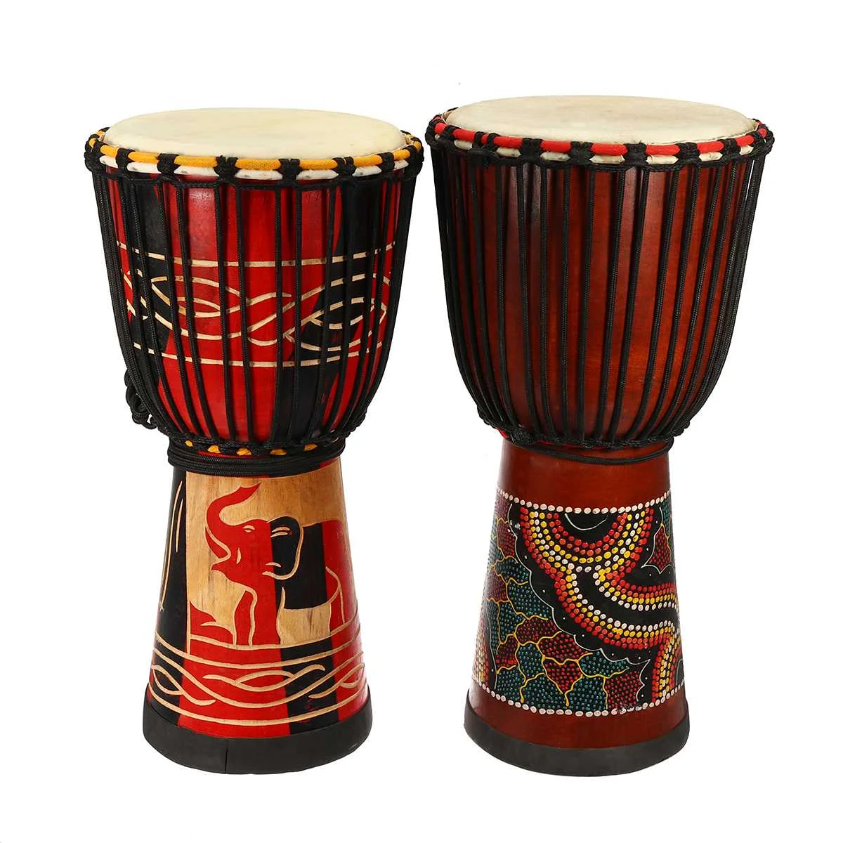 10 дюймов Африканский ручной деревянный барабан Djembe красное дерево тело козья овчина музыкальный инструмент Африканский барабан скульптура из дерева для детей игрушки