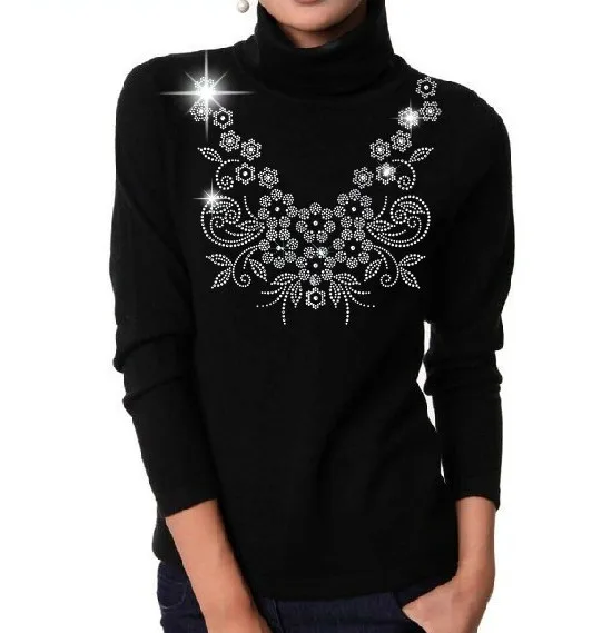 

2pc/lot Flower design stone hot fix rhinestone transfer motifs iron on design iron rhinestone appliques