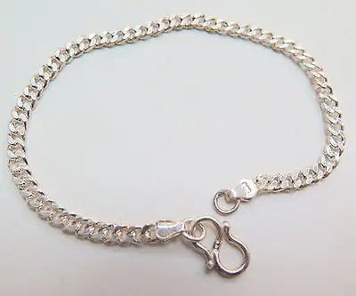 

New Pure 925 Sterling Silver 4mm Curb Link Chain Bracelet 20cm L