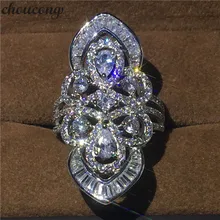 Choucong Роскошные Большой суд кольцо 5A Циркон sona Cz 925 пробы серебро обручальное кольца для мужчин и женщин ювелирные изделия в стиле барокко