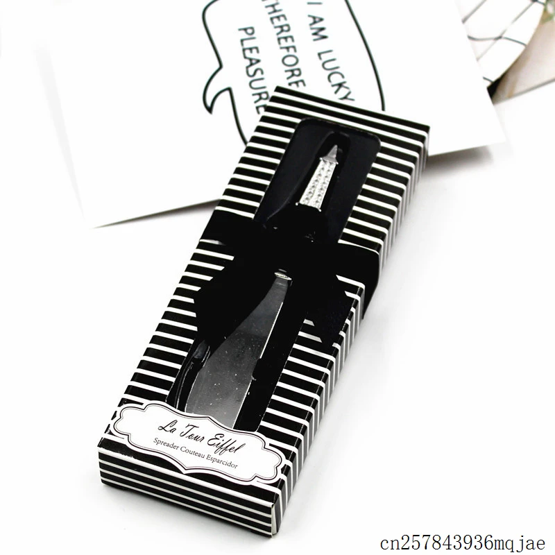 50pcs Eiffel Tower Butter Knife Cheese Dessert Jam Spreaders in Gift Boxes Wedding Gift Favors