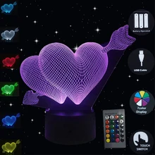 3D иллюзия Лампа светодиодный любовь светодиодные ночники акрил 7 красочная настольная лампа освещение Дистанционное управление День Святого Валентина Свадебный подарок декор