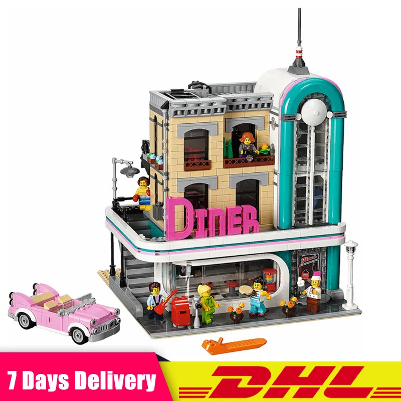 

Compatible LegoINGlys 10260 IN Stock LEPIN 15037 2778Pcs The Downtown Diner Model Building Blocks Bricks Modular Set Gift Toys