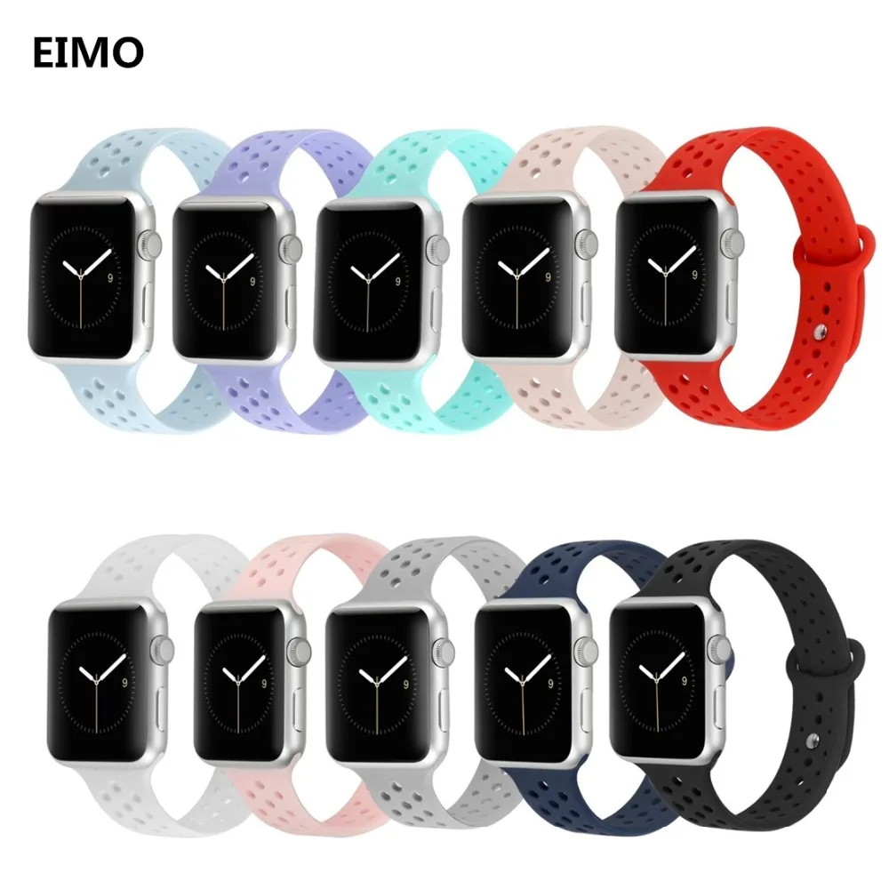 Спортивный силиконовый ремешок для наручных часов Apple watch 42 мм 38 Версия 44 40 iwatch