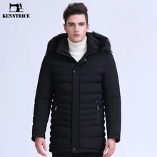 KENNTRICE ветрозащитная РЕБРИСТАЯ МАНЖЕТА теплая умная Повседневная парка зимняя мужская куртка-пуховик со съемным меховым капюшоном пальто на молнии