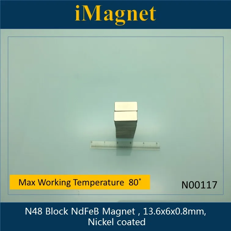 N00117 20 шт. N48 супермощный редкоземельный неодимовый магнит 13 6x6x0 8 мм кубовидный ndfeb