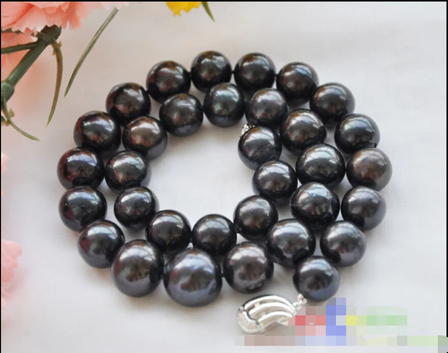 

~~ BJC 00193 OUND black freshwater cultured PEARL NECKLACE Discount AAA
