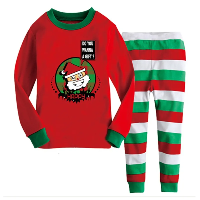 Новейший Рождественский детский Пижамный комплект для мальчиков и девочек, хлопковое Новогоднее ночное белье Детский Пижамный костюм хорошего качества с длинными рукавами DS15 - Цвет: C