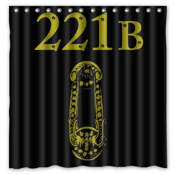 

Polyester Fabric Bath Shower Curtain Sherlock Waterproof Bathroom Decorative Curtains 180x180cm With White Hooks