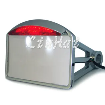 

Chrome motorcycle Side Mount License Plate Rear LED Tail Brake Light Fit For Harley Customs Choppers