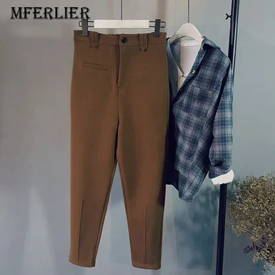Warm-Pants-Casual-Coffee-Gray-Women-Velet-Pant-Vintage-Womens-Trousers-Winter-Pencil-Wool-Pants