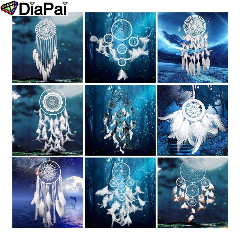 DIAPAI Full Square/Round Drill 5D DIY Diamond Painting &quotFeather wind chime&quot 3D Embroidery Cross Stitch Decor Gift | Дом и сад