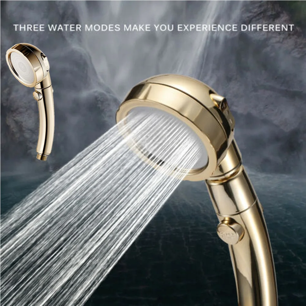 

gold 3 Modes High Pressure Bathroom Shower Head Handheld Shower Water Saving Hand Shower Head Filter Sprayer Head