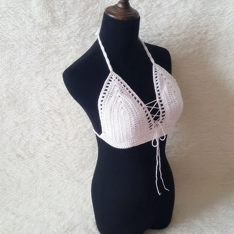 Handmade Crochet Bikini Knitting Swimsuit Hollow Sexy Knitted Beach Women Swimwear High Waist Triangle Secret  (8)