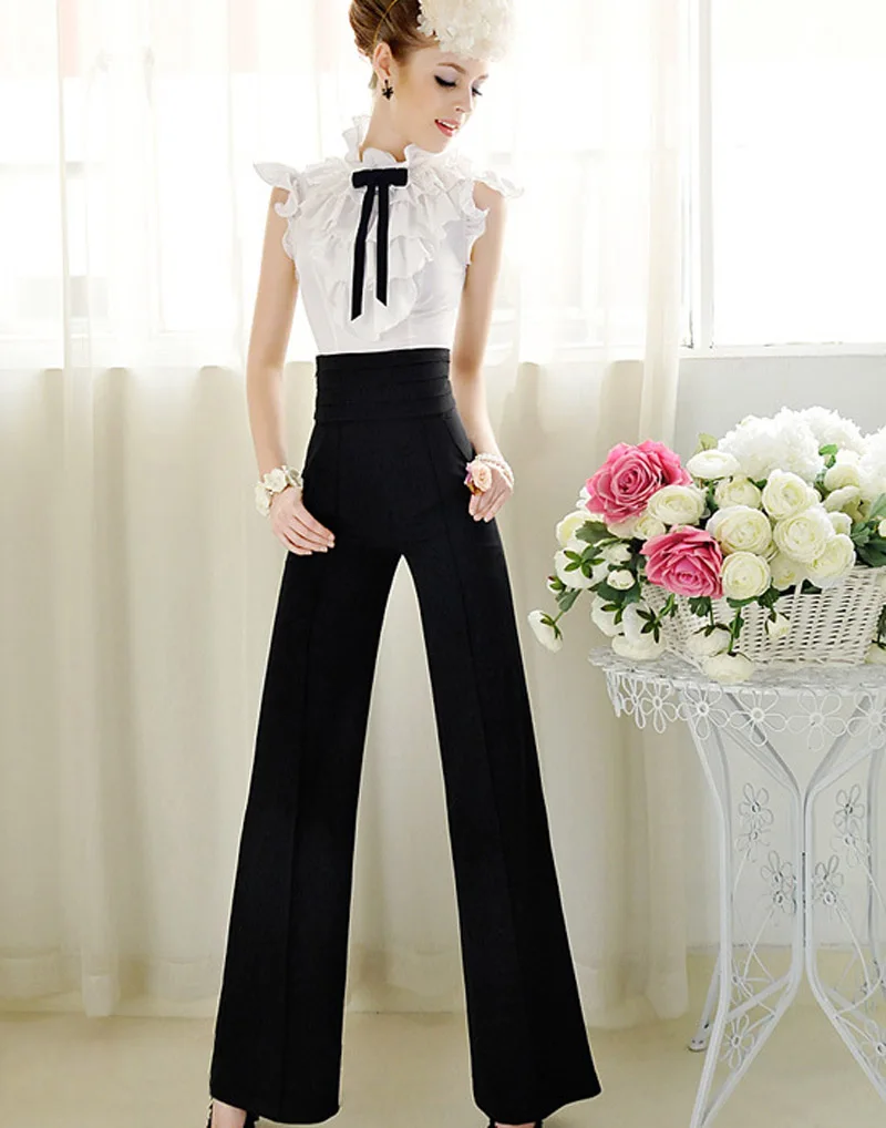 2017 New Fashion Women Casual Flare Wide Leg Long Pants High Waist Fashion Women Casual Flare Wide Leg