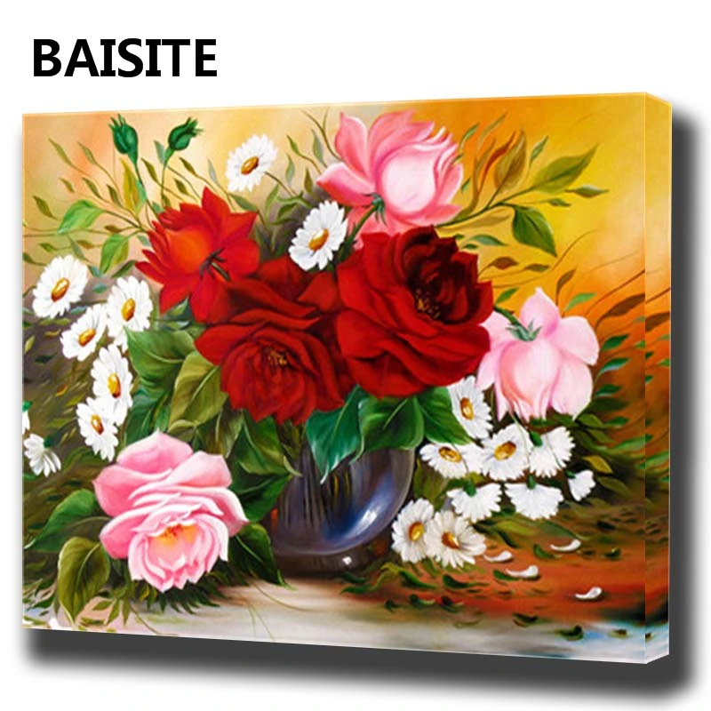 

BAISITE DIY Framed Oil Painting By Numbers Animal Pictures Canvas Painting For Living Room Wall Art Home Decor